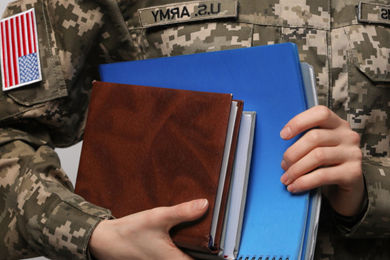 US Army holding books